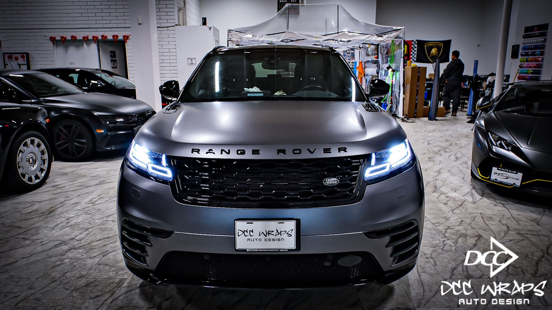 Range Rover Velar wrapped satin dark grey