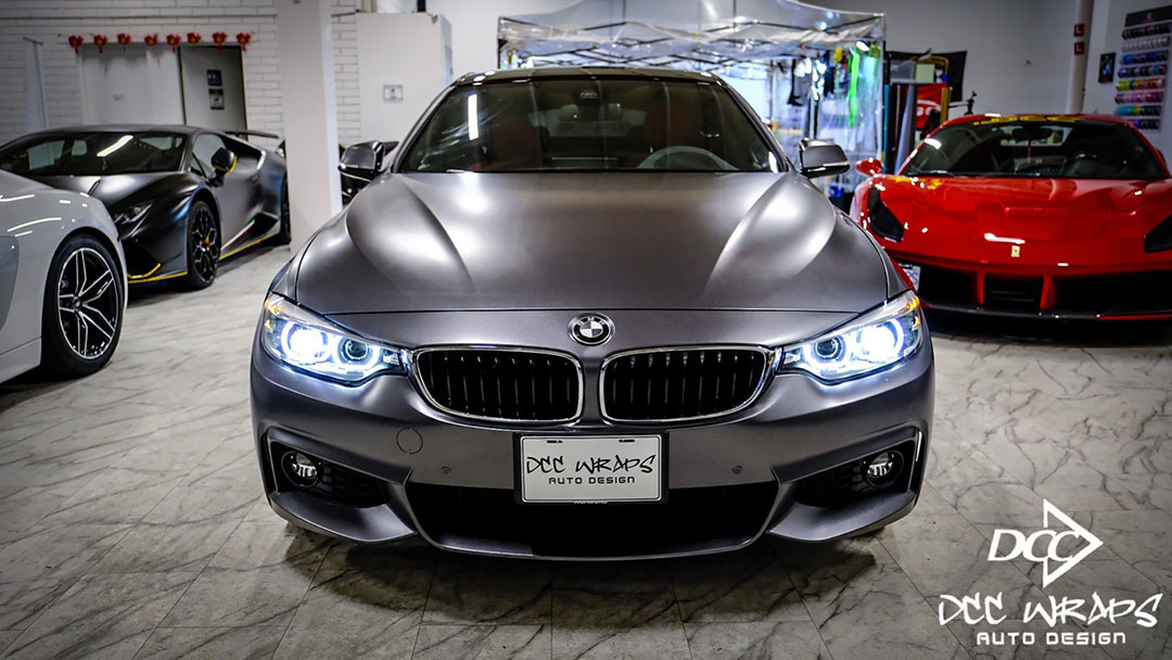 BMW 430i wrapped satin dark gray