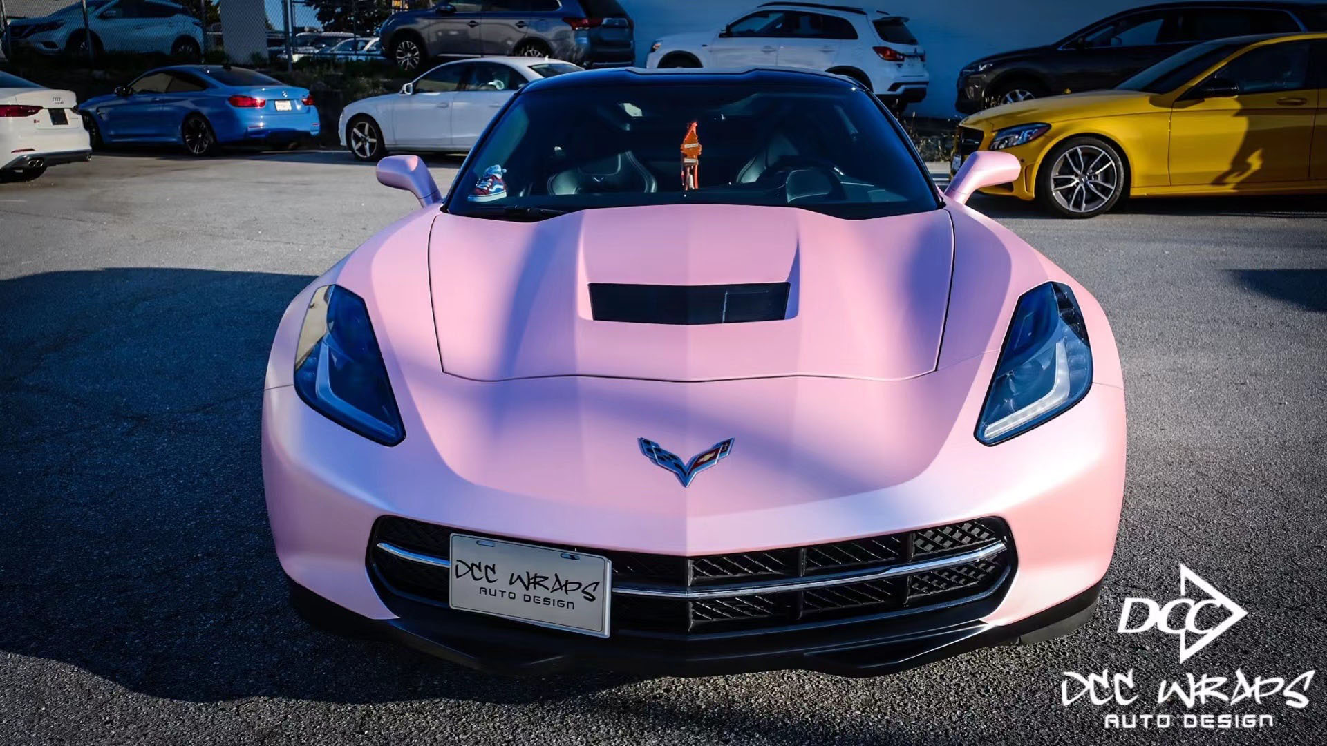 Chevrolet Corvette C7 wrapped sakura pink