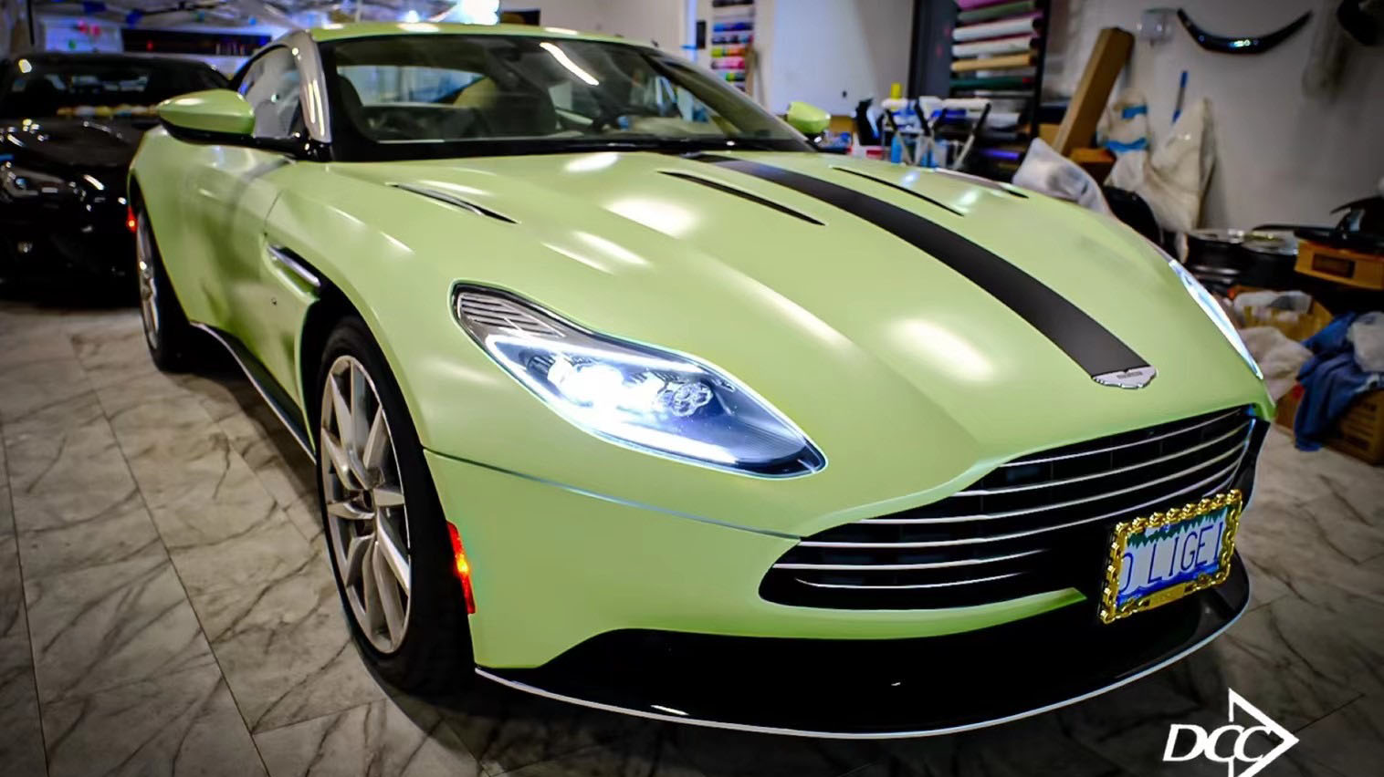 Aston Martin DB11 wrapped avocado green